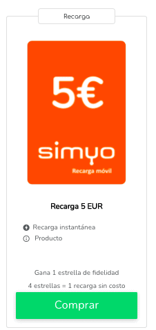 Simyo prepago recarga: data plans