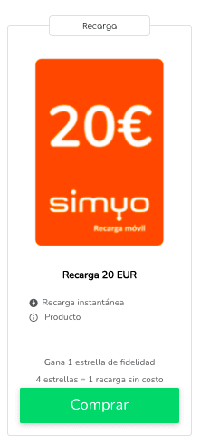 Simyo prepago recarga: tarifas